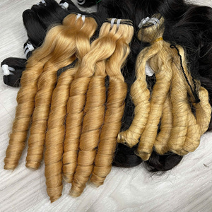 2025 à la mode bouncy Curl 100% cuticules alignés extensions de cheveux vietnamiens cheveux blonds pas d'emmêlement pas de perte de cheveux armure - Product Image 1
