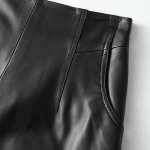 Short en cuir PU personnalisé OEM de couleur unie pour femmes Short personnalisé décontracté taille haute en faux cuir - Product Image 5
