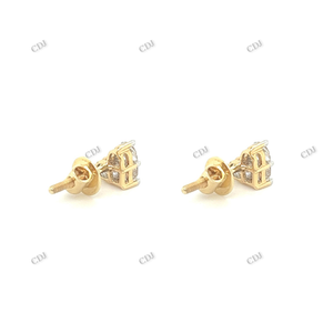 Pendientes de tuerca de moissanita en forma de corazón de tres piedras, Pendientes chapados en oro amarillo, regalo de compromiso para mujer a precio mayorista - Product Image 4