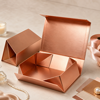 Boîte cadeau magnétique de luxe écologique en or rose métallisé avec logo personnalisé en feuille d'or, emballage rigide pour coffrets cadeaux de fêtes