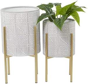 Lot de 2 jardinières en métal de haute qualité pour la maison et le jardin Pot doré et support doré avec jardinière de haute fabrication - Product Image 6