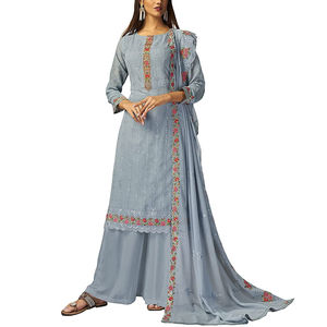 2025 nouvelle haute qualité mode chaude dernière conception 3 pièces robe de soirée costumes pour femmes léger soie Salwar Kameez tenue de soirée - Product Image 1