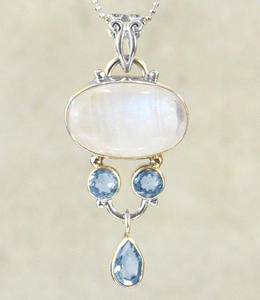 Colgante de Plata de Ley 925 con Piedra Lunar Arcoíris, Estilo Vintage, Joyería Fina, Chapado en Oro y Rodio, para Mujer, Aniversario, Enamorados - Product Image 2