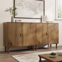 Aparador de Nogal, Mueble Independiente, Almacenamiento de Madera, Estante Ajustable, Sala de Estar, Entrada, Pasillo, China