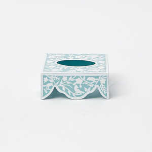 Boîte à mouchoirs carrée en incrustation d'os bleu pour la décoration Caractéristique vente chaude 2024 incrustation d'os de luxe pour la quantité en vrac - Product Image 2