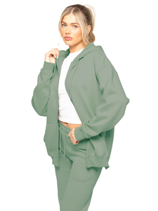 Chic Oversized Women Classic Comfy Zip-Up Hoodie Estilo sin esfuerzo Your Go To for Comfort Perfecto para capas - Product Image 2