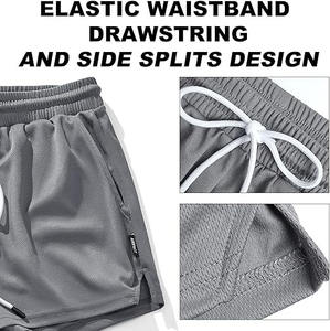 Bermuda athlétique 3 pouces pour homme avec tissu en maille à séchage rapide, teint uni, style décontracté, fermeture à cordon et poches - Product Image 4