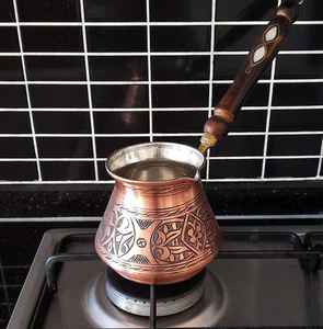 หม้อกาแฟทองแดงเคลือบทองแดง,เครื่องชงกาแฟอาหรับแบบตุรกีของตกแต่งบ้านของขวัญห้องครัว - Product Image 4