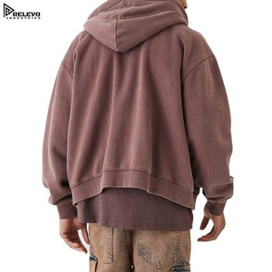 Sudadera con Capucha Extra Grande para Hombre, con Logotipo Personalizado, Lavado Ácido, Decoloración al Sol, Cierre de Cremallera, Estilo Urbano, Gruesa, 100% Algodón, Hombros Caídos - Product Image 6