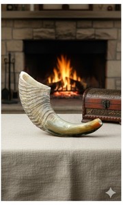 Shofar en corne de bélier naturelle de haute qualité, artisanal, traditionnel, design Art Déco, durable pour usage extérieur et décoration - Product Image 4