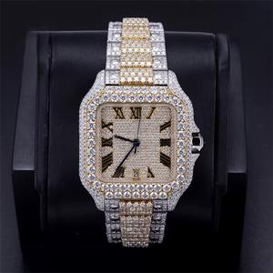 Montre automatique pour homme certifiée EGL VVS1 Moissanite Diamond, montre mécanique haut de gamme, luxe, hip hop, options or et argent, cadran en verre - Product Image 1