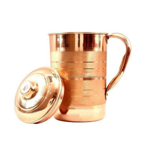 Traditional Indian <b>copper</b> <b>jug</b> with smooth finish for serving chilled water during lunch or dinner gatherings - Product Image 3