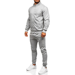 Fermeture éclair col rond survêtement hommes deux pièces ensemble survêtement décontracté à manches longues Jogging costume vêtements de sport tenue d'entraînement - Product Image 3