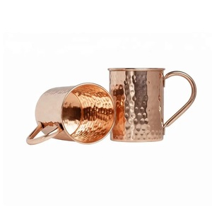 Top Quality Copper Mugs Moscow Mule <b>Coffee</b> Stainless Steel Wine Cup Copper Cocktail Glass Hammered Cup Glass With Handle Mugs - Product Image 1
