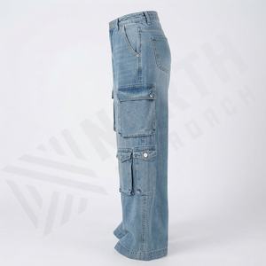<b>Women</b> High Street Wear Vintage Denim <b>Jean</b> Pants Loose Fit Wide Leg Distressed Denim Cargo <b>Baggy</b> Pants Premium Stylish Trousers - Product Image 3