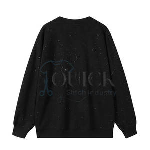 Venta al por mayor de algodón ligero personalizado mezclado ecológico transpirable polar invierno alta calidad pulóver sudadera con diamantes de imitación - Product Image 2