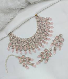 Rose Gold Plated Ethnic Antique Cubic Zircon Crystal Dangle Drop Choker Wedding Party <b>Necklace</b> <b>and</b> <b>Earring</b> <b>Set</b> for Women - Product Image 4