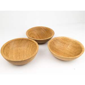 Ensemble de bols de service en bois moderne écologique artisanal avec logo personnalisé, bois de chêne naturel, vaisselle pour salade, pour restaurant et maison - Product Image 1