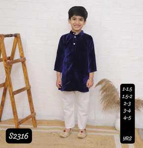 Traje de terciopelo para niñas, vestidos étnicos, ropa de fiesta, vestido suave de boda de invierno para niñas pequeñas, niños, conjunto indio último 2025 para hermanos - Product Image 5