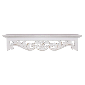 White Wash Wooden Carved Wall <b>Decor</b> Shelf for Living Room & Patio <b>Decor</b> Pre-Assembled <b>Home</b> <b>Decor</b> Accents Wooden Wall Hangings - Product Image 3