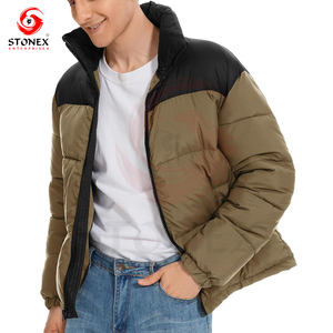 Custom Hot Sell Striped Ribbed Puffer <b>Jacket</b> <b>Men</b> <b>Long</b> Sleeves Unisex Puffer <b>Jacket</b> - Product Image 1