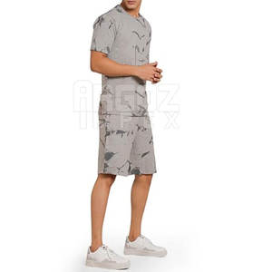 Ensemble t-shirt et short en coton pour hommes, style simple et unique, respirant, séchage rapide, ensemble t-shirt et short décontractés pour hommes - Product Image 4