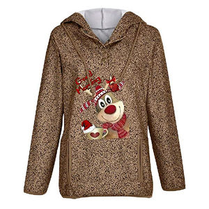 Sweatshirts de Noël personnalisés en gros pour femmes XS, manches longues, col rond, coupe ample, pull à capuche avec motif avant, automne - Product Image 5