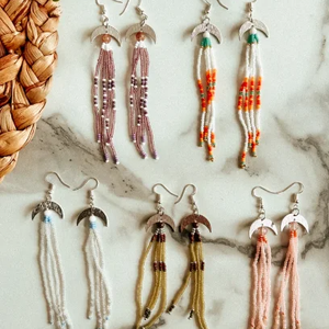 Beaded Fringe <b>Earrings</b> (<b>Moon</b>) - Product Image 1