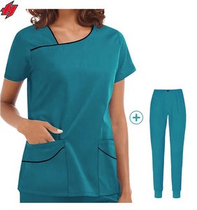 Vente en gros de haute qualité LOGO personnalisé femmes élastiques infirmière Scrubs costumes médecin dentaire hôpital uniforme ensembles haut pantalon - Product Image 5