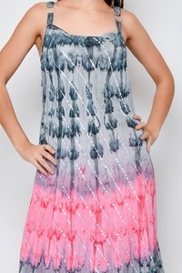 เดรสคอปกสำหรับผู้หญิงเดรสคอลเลกชั่นชายหาดยาวผ้าเรยอนย้อมสี - Product Image 4