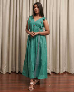 À la mode 100% coton Maxi robe pour femmes motif solide pour Beach Party anniversaire tenues d'été-Vente en gros - Product Image 2