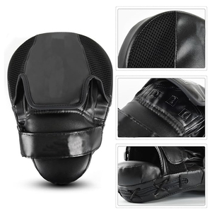 Guantes de Boxeo de Cuero Negro y Espuma PU, Almohadillas de Entrenamiento Curvas, Correa Ajustable, Ventiladas, para Kickboxing - Product Image 5
