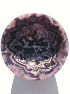 Cuenco de sueño de amatista púrpura tallado a mano, cristal de cuarzo Chevron pulido Natural, piedra preciosa artesanal, decoración del hogar, cuenco grande - Product Image 2