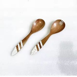 ช้อนไม้เรซินส้อมสลัดเซิฟเวอร์2ชิ้นเกรดอาหารมาใหม่ - Product Image 1