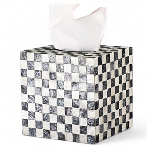 Boîte à mouchoirs en nacre en gros, faite à la main, écologique, incrustation de coquillages naturels, décoration de luxe - Product Image 1