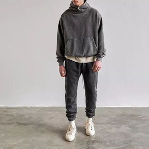 Sweat à capuche surdimensionné lavé à la pierre acide personnalisé 500gsm coton lourd lavage vintage sweats à capuche pour hommes - Product Image 4