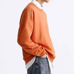 สเวตเชิ้ตแบบยาวของผู้ชายเสื้อสเวตเชิ้ตแบบพอดีตัวปกติทำจากผ้าฝ้าย100% มีสไตล์สีพื้น2025 - Product Image 4