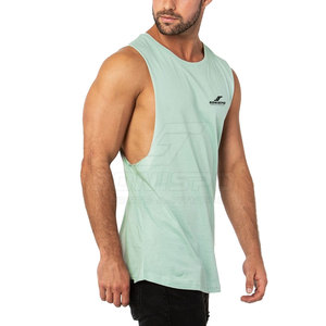 SONISPO Débardeur sans manches pour homme, vert clair, col rond, en coton respirant, séchage rapide, coupe décontractée - Product Image 2