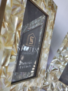 Cadre photo élégant fabriqué à la main en nacre jaune incrustation décor luxueux pièce de déclaration pour le salon - Product Image 5