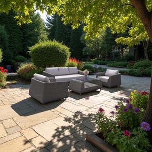 ชุดเฟอร์นิเจอร์หวายเทียม PRSF-TP3หวายโพลีหวายกันน้ำสำหรับลานบ้านพักผ่อนกลางแจ้งที่นั่งรูปพระจันทร์ออกแบบให้เป็นรูปพระจันทร์สำหรับห้องนั่งเล่น - Product Image 2