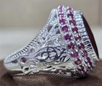 Perak Sterling 925 buatan tangan berkualitas bagus terbaru cincin Vermeil keabadian bentuk Oval safir dan bentuk bulat batu permata delima