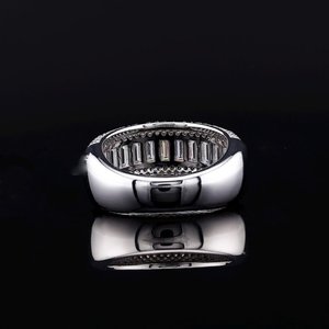 Luxury Moissanite Diamond Rhodium Plated 925 Sterling <b>Silver</b> Channel Setting Hip Hop <b>Statement</b> Unisex Wedding <b>Ring</b> - Product Image 5