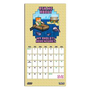 Calendrier mural Minecraft 2025 avec des scènes sur le thème de Minecraft pour chaque mois de l'année - Product Image 1
