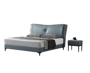 Hot Selling 2022 Italiaanse Goede Kwaliteit Bed King Size Lakens Mooie Bed Ontwerp Moderne Lederen Bed