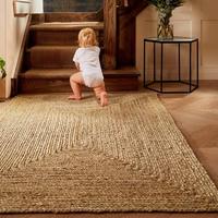 Tapis rectangulaire en jute indien fait à la machine, tapis de yoga en fibres naturelles, tapis de sol classique, lavable, antidérapant, résistant aux taches – Vente chaude