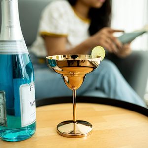 Verre à vin Margarita Best-seller Or rose, 350ml | Verre à vin à cocktail en acier inoxydable Verre à martini - Product Image 3