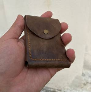 Handmade Vintage Style Genuine Cowhide Wax Pull-Up <b>Leather</b> <b>Wallet</b> Short Length with Open Button Closure <b>for</b> Men and <b>Women</b> - Product Image 2