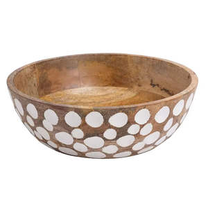 Excellent Design <b>Salad</b> <b>Serving</b> <b>Bowl</b> Made By Mango Wood With White Dot Dining Table Decorative Dish Kitchen Food <b>Serving</b> Platter - Product Image 1