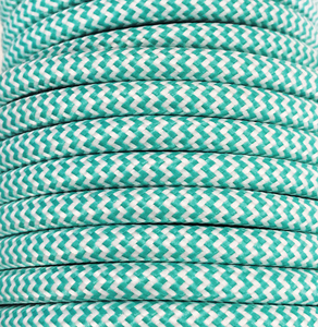 Tira de 5 metros de cable textil decorativo en color menta/blanco mate Zig Zag (CIR62CM28/01) - Product Image 1