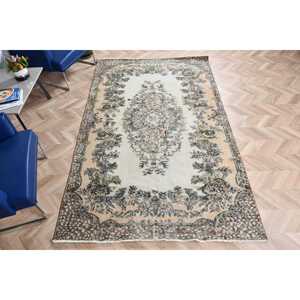Tapis vintage 5,4 x 8,8 pieds, grand tapis turc, tapis en laine marron à motifs floraux - Product Image 4